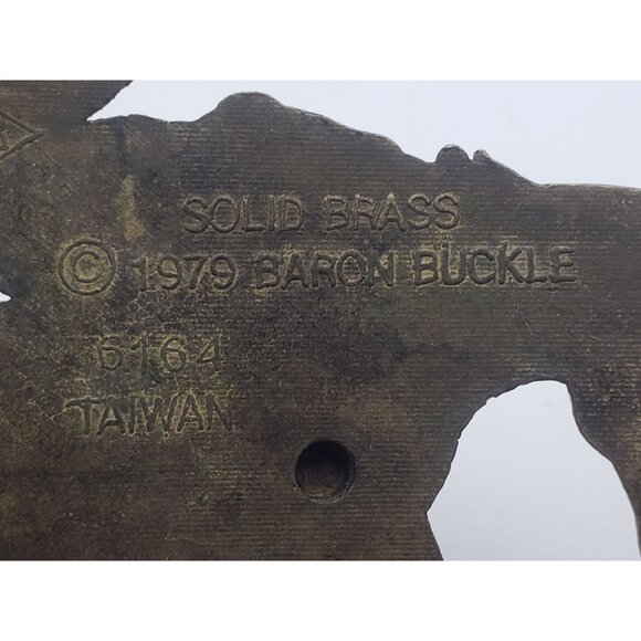 Brass Baron Buckle Cowboy Bucking Bronco Belt Buckle 1979 Taiwan - Picture 4 of 4